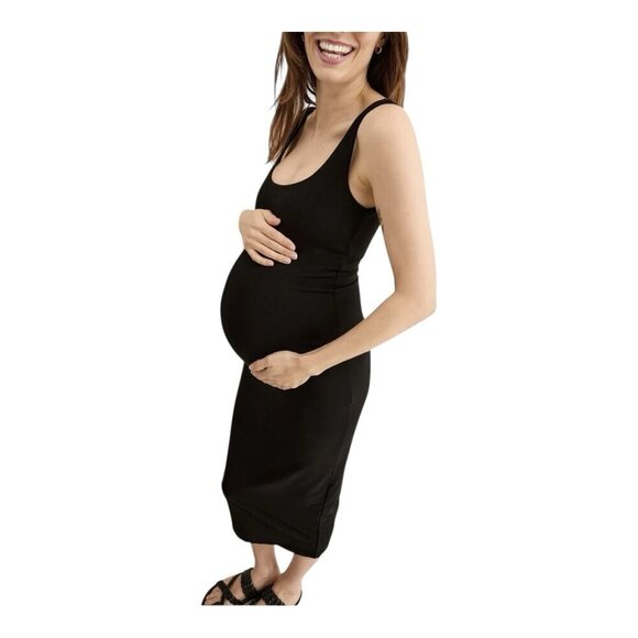 Hatch Dresses & Skirts - Hatch The Body Tank Dress Large Midi Black Maternity Bodycon Shelf Bra Bamboo